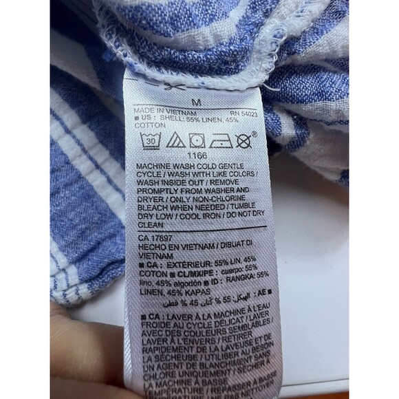 Old Navy Women's Blue and White Tie Blouse Y2K Size M - Picture 9 of 10